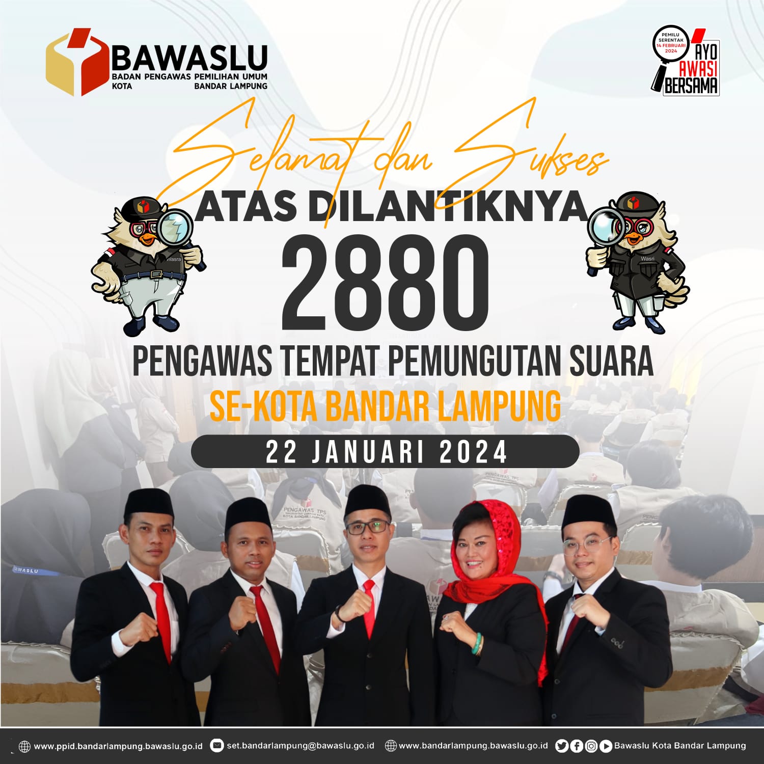 2.880 Pengawas TPS Kota Bandar Lampung telah resmi dilantik