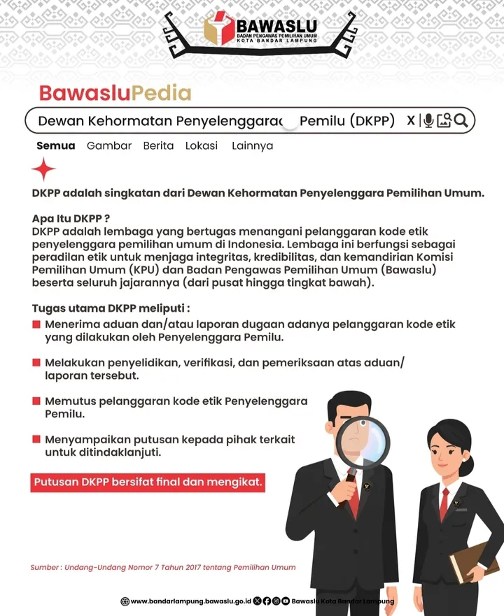 Bawaslu Kota Bandar Lampung Sosialisasikan Peran dan Tugas DKPP melalui BawasluPedia
