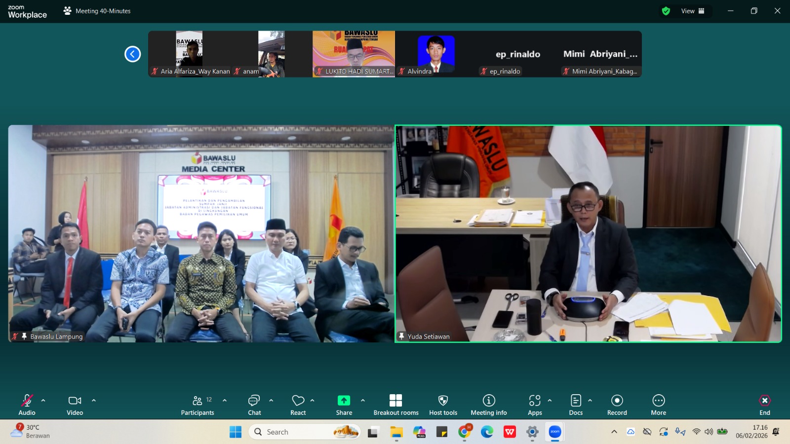 Usai Dilantik, Jajaran Pejabat Administrasi Dan Fungsional Bawaslu Lampung Gelar Rapat Koordinasi Bersama Jajaran Kabupaten/Kota