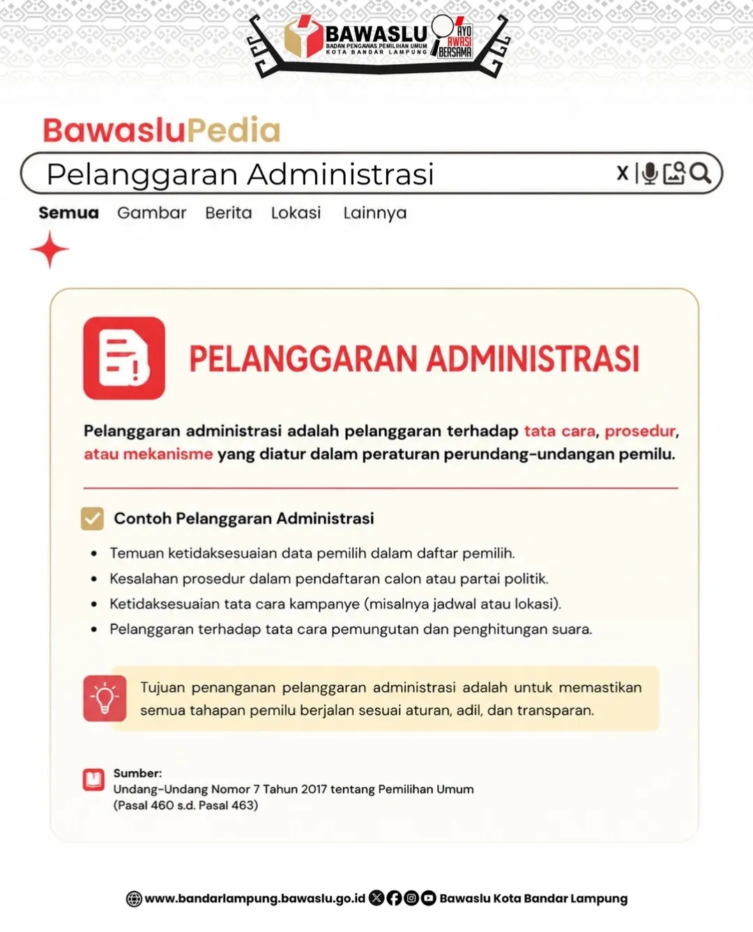 BawasluPedia: Kenali Pelanggaran Administrasi Pemilu untuk Mewujudkan Pemilu yang Tertib dan Berintegritas