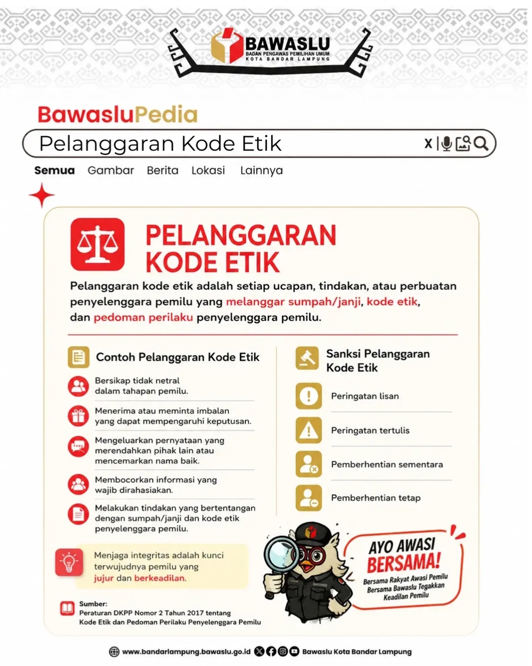 BawasluPedia: Pelanggaran Kode Etik, Ancaman bagi Integritas Penyelenggara Pemilu