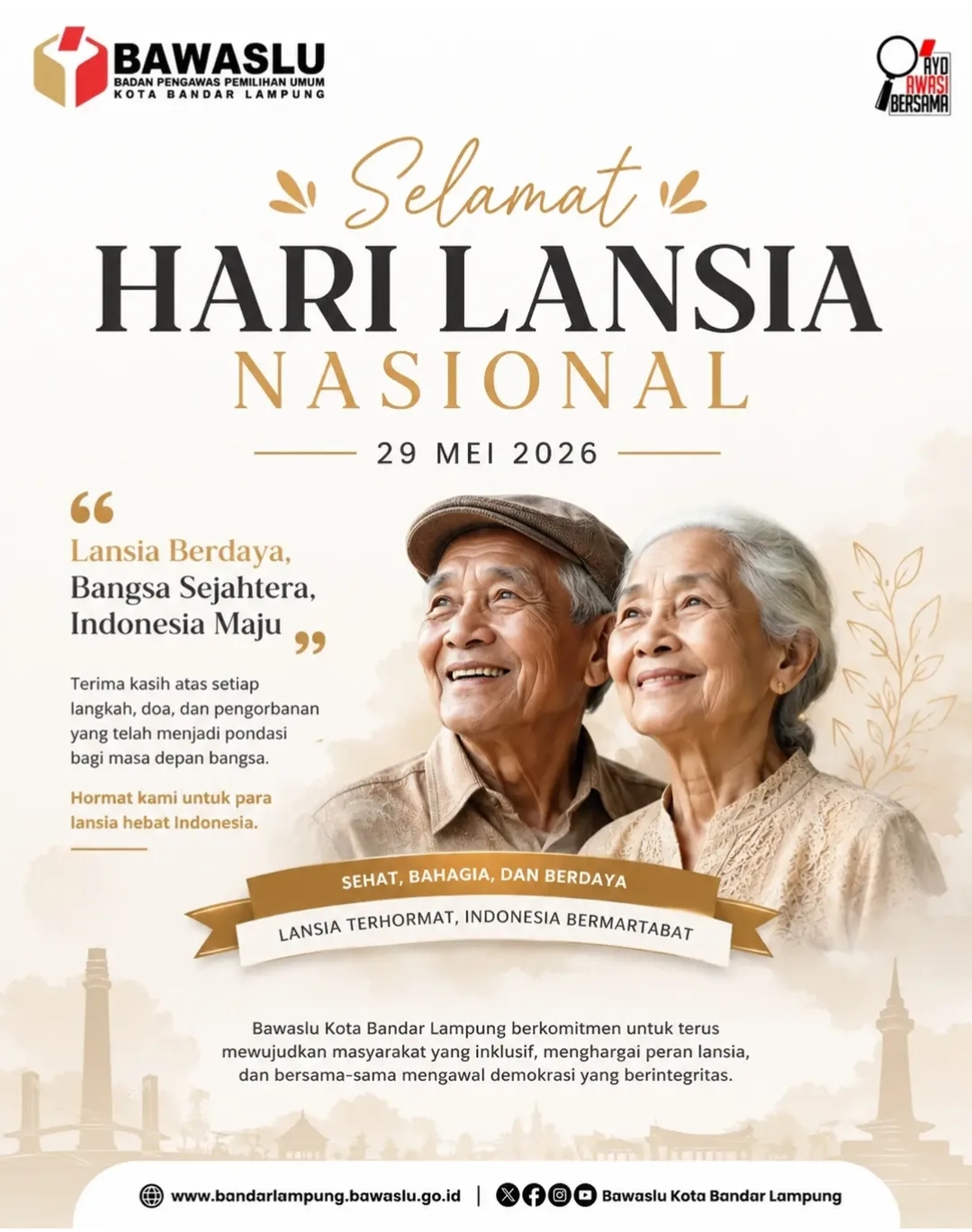 Bawaslu Kota Bandar Lampung Peringati Hari Lansia Nasional 2026, Apresiasi Peran Lansia dalam Membangun Bangsa dan Demokrasi