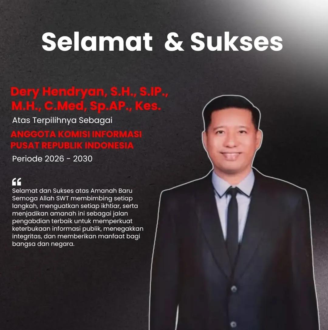 Bawaslu Kota Bandar Lampung Ucapkan Selamat kepada Dery Hendryan atas Terpilihnya sebagai Anggota Komisi Informasi Pusat RI Periode 2026–2030