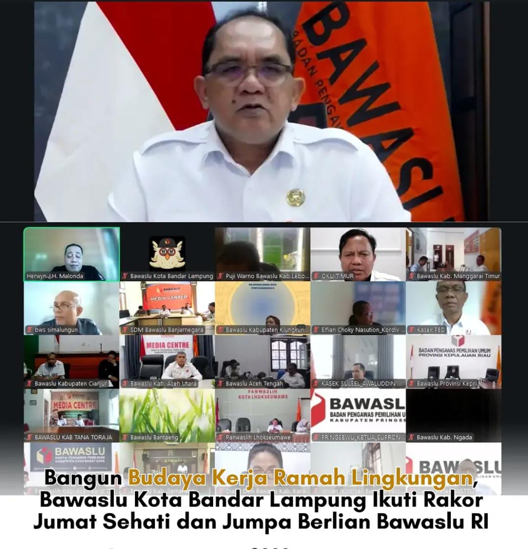 Bawaslu Kota Bandar Lampung Ikuti Rakor Nasional Program Jumat Sehati dan Jumpa Berlian