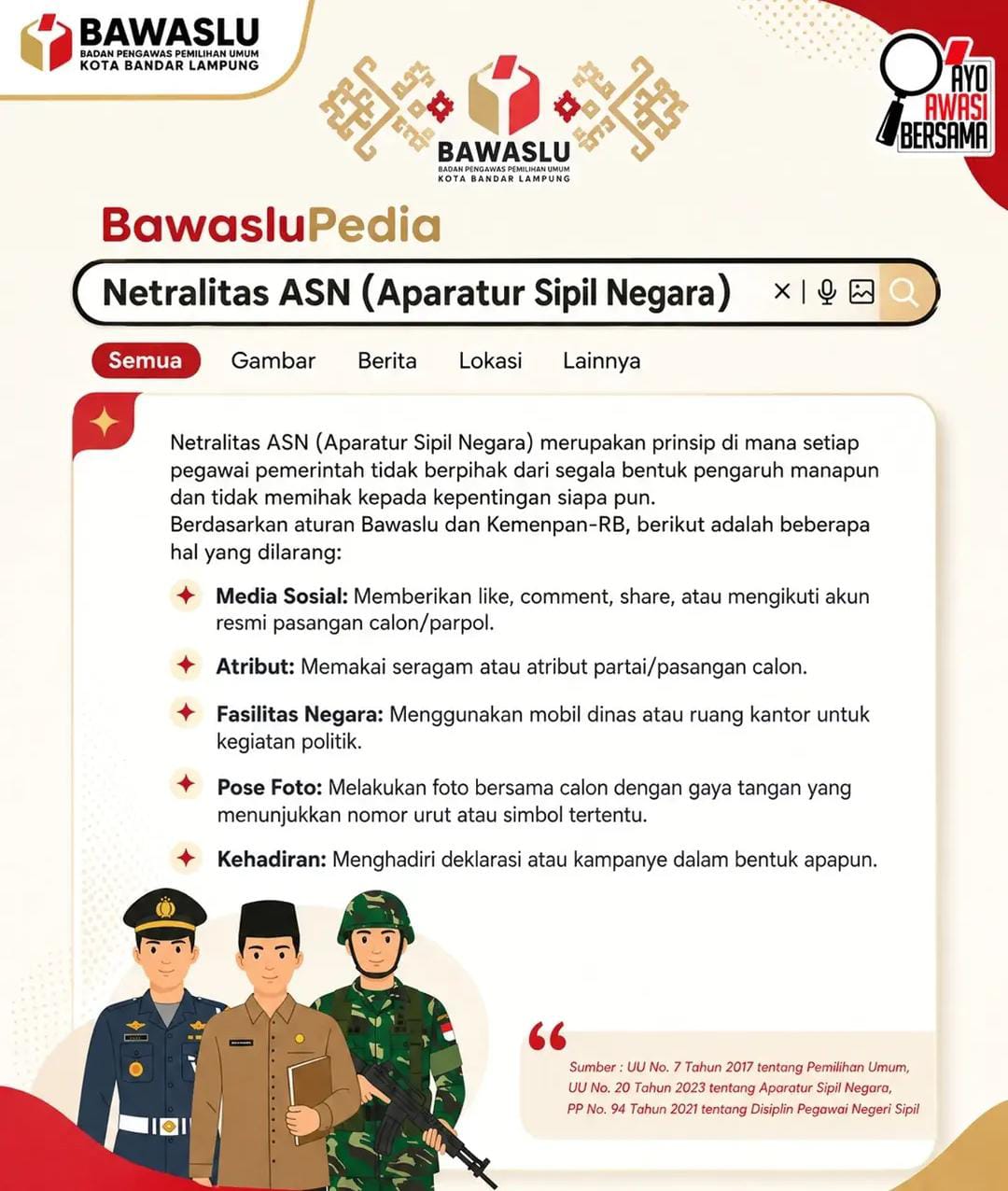 Bawaslu Kota Bandar Lampung Edukasi Masyarakat tentang Pentingnya Netralitas ASN melalui BawasluPedia