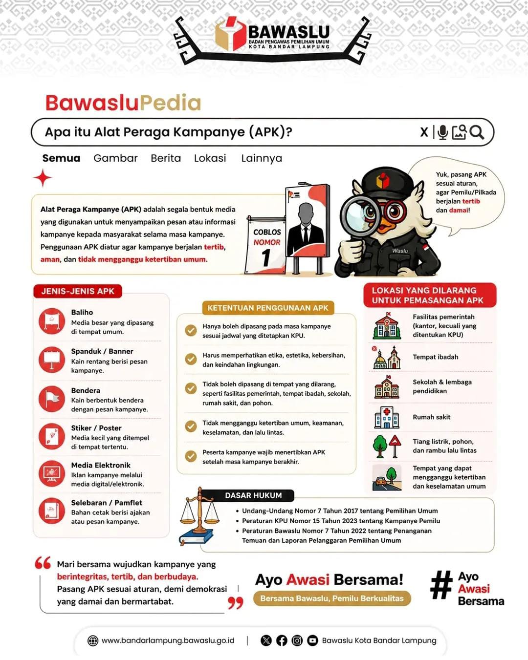 Bawaslu Kota Bandar Lampung Edukasi Masyarakat Melalui BawasluPedia tentang Alat Peraga Kampanye