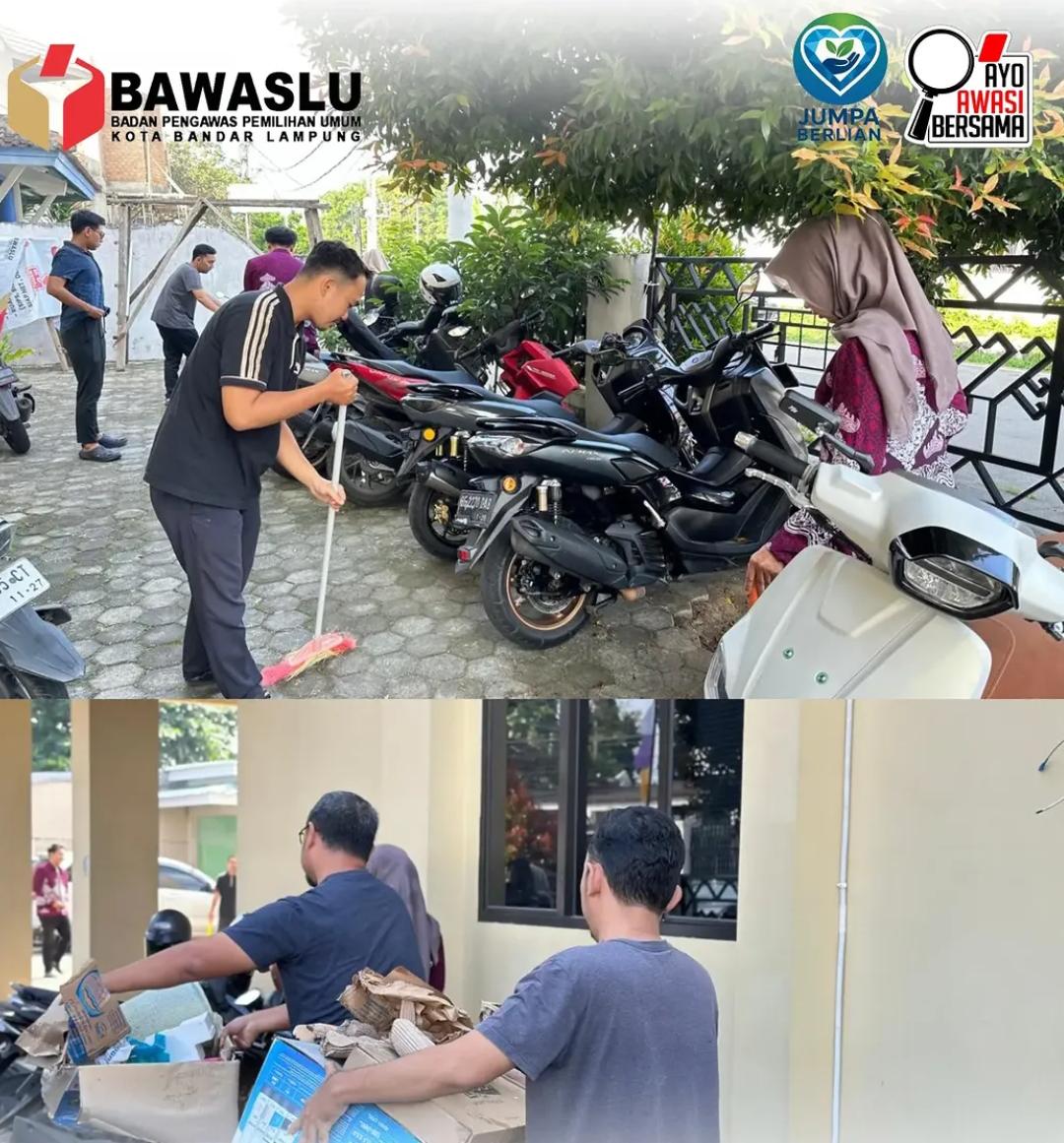 Semangat Gotong Royong Melalui Program Jumpa Berlian, Bawaslu Kota Bandar Lampung Wujudkan Lingkungan Kerja yang Bersih dan Nyaman