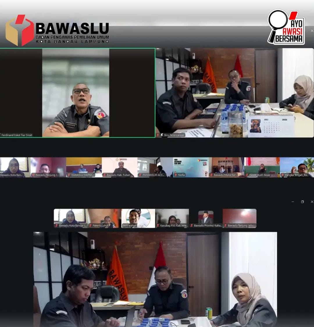 Kepala Sekretariat Bawaslu Kota Bandar Lampung Ikuti Rapat Rutin Jajaran Sekretariat Bawaslu Secara Daring