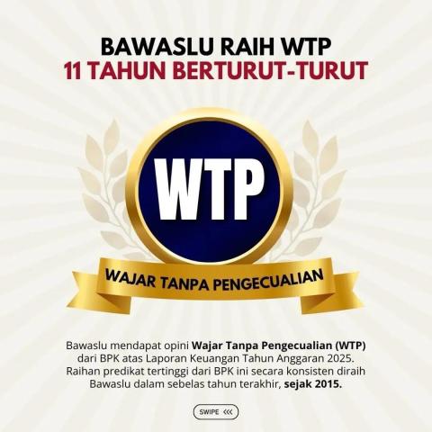 Bawaslu Raih Opini WTP 11 Tahun Berturut-turut, Bukti Komitmen Jaga Akuntabilitas Pengelolaan Keuangan