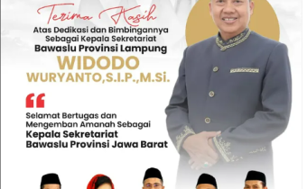 Bawaslu Kota Bandar Lampung Sampaikan Ucapan Terima Kasih dan Doa untuk Widodo Wuryanto yang Mengemban Amanah Baru di Bawaslu Provinsi Jawa Barat
